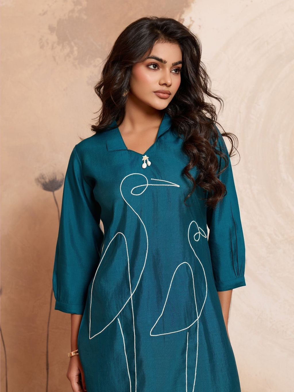 Aarika - Peacock Green Designer Roman PV Chanderi Co-Ord Set