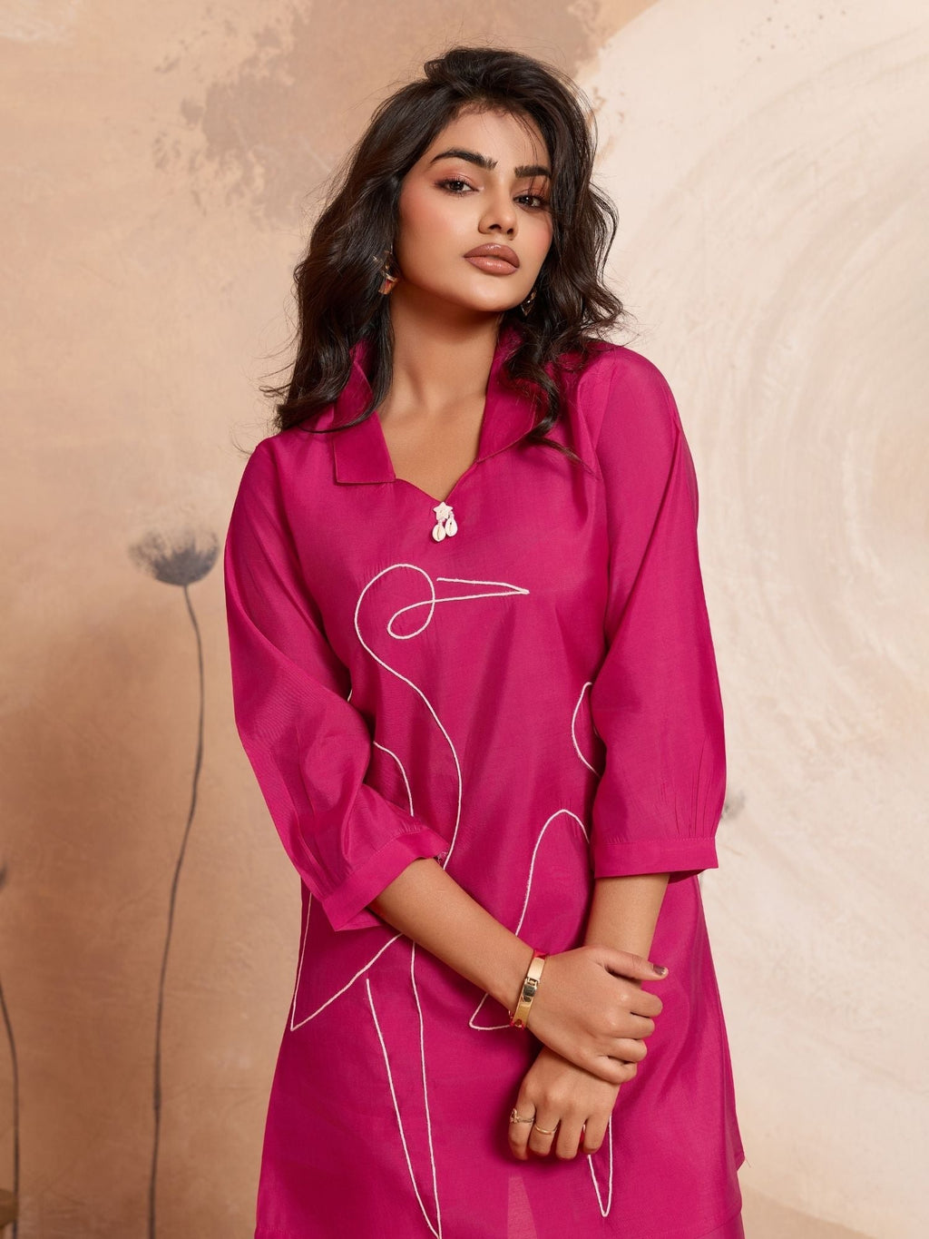 Aarika - Pink Designer Roman PV Chanderi Co-Ord Set