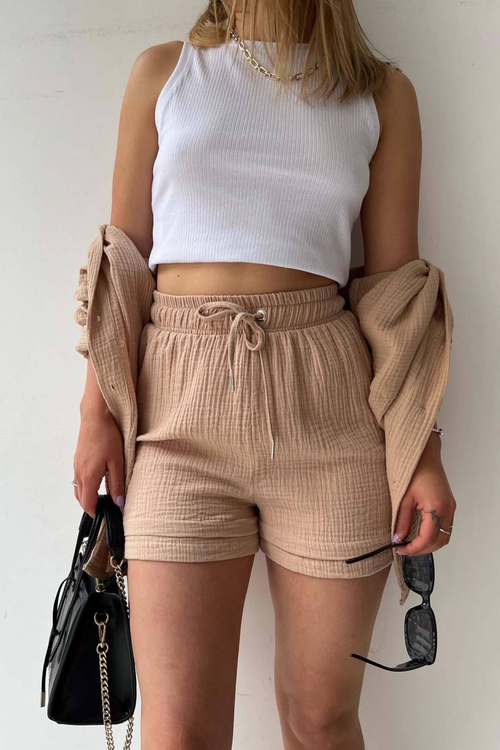 Beige Bliss - Women’s Cotton Two-Piece Set