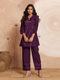 Aarika - Purple Designer Roman PV Chanderi Co-Ord Set