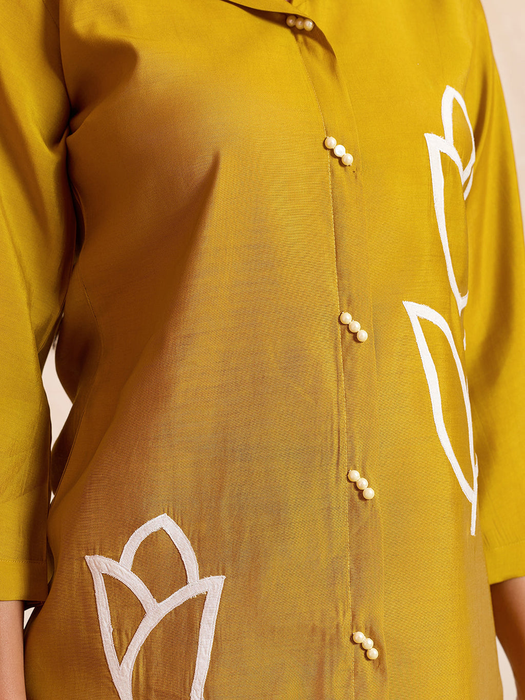 Meher -  Mustard Designer Chanderi Silk Embroidered Co-Ord Set