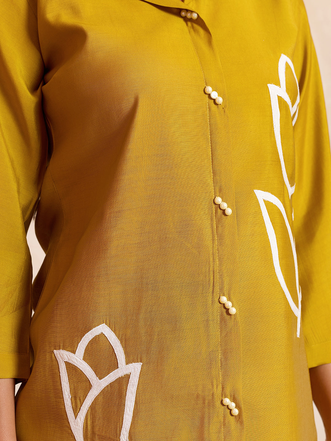 Meher -  Mustard Designer Chanderi Silk Embroidered Co-Ord Set