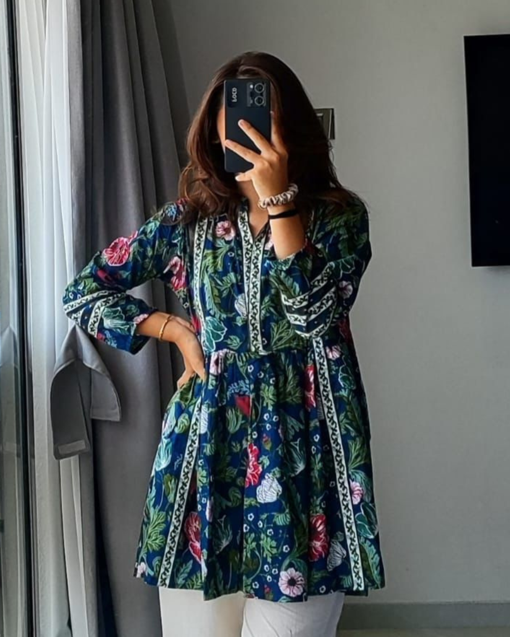 Midnight Bloom - Pure Cotton Designer Top