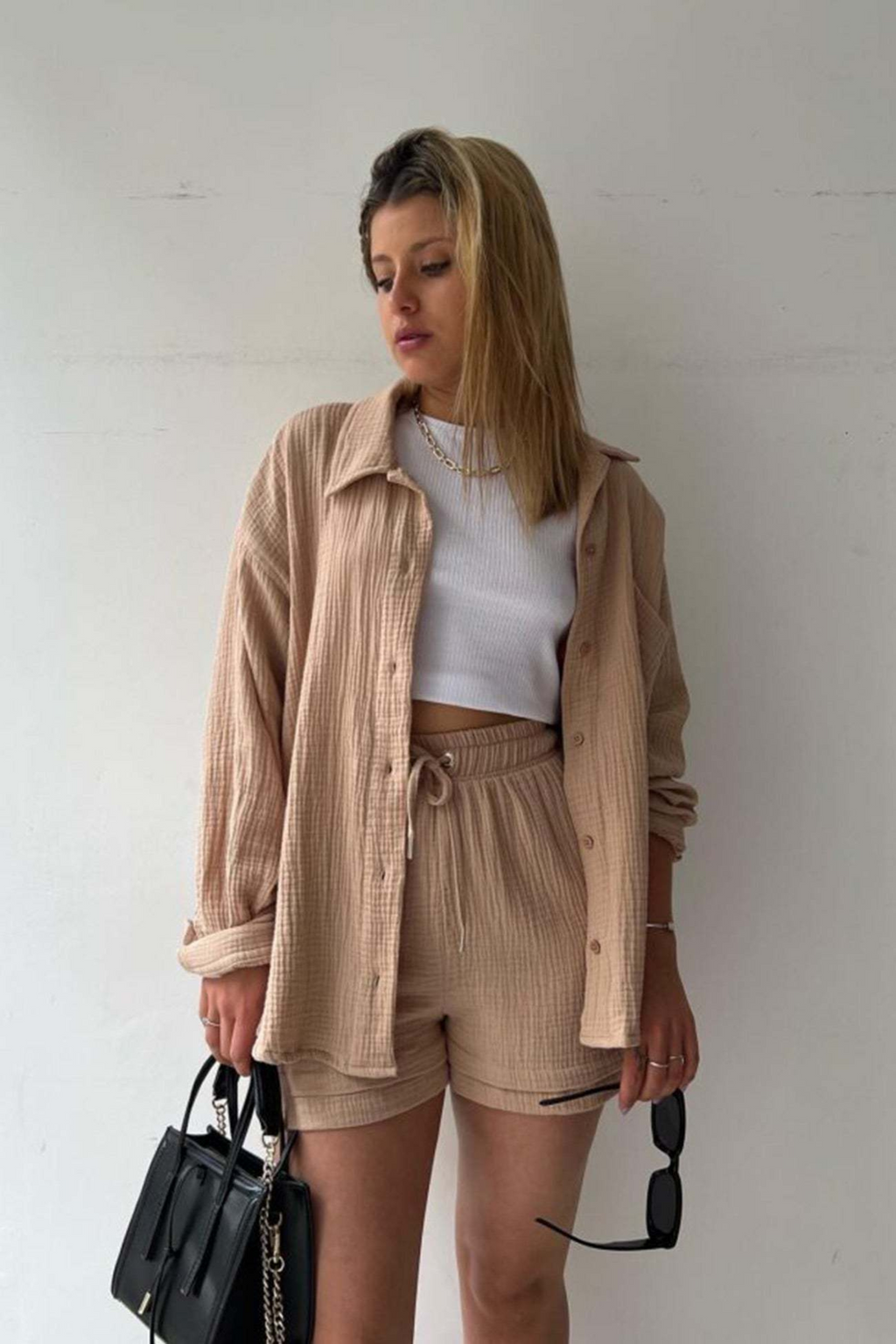 Beige Bliss - Women’s Cotton Two-Piece Set