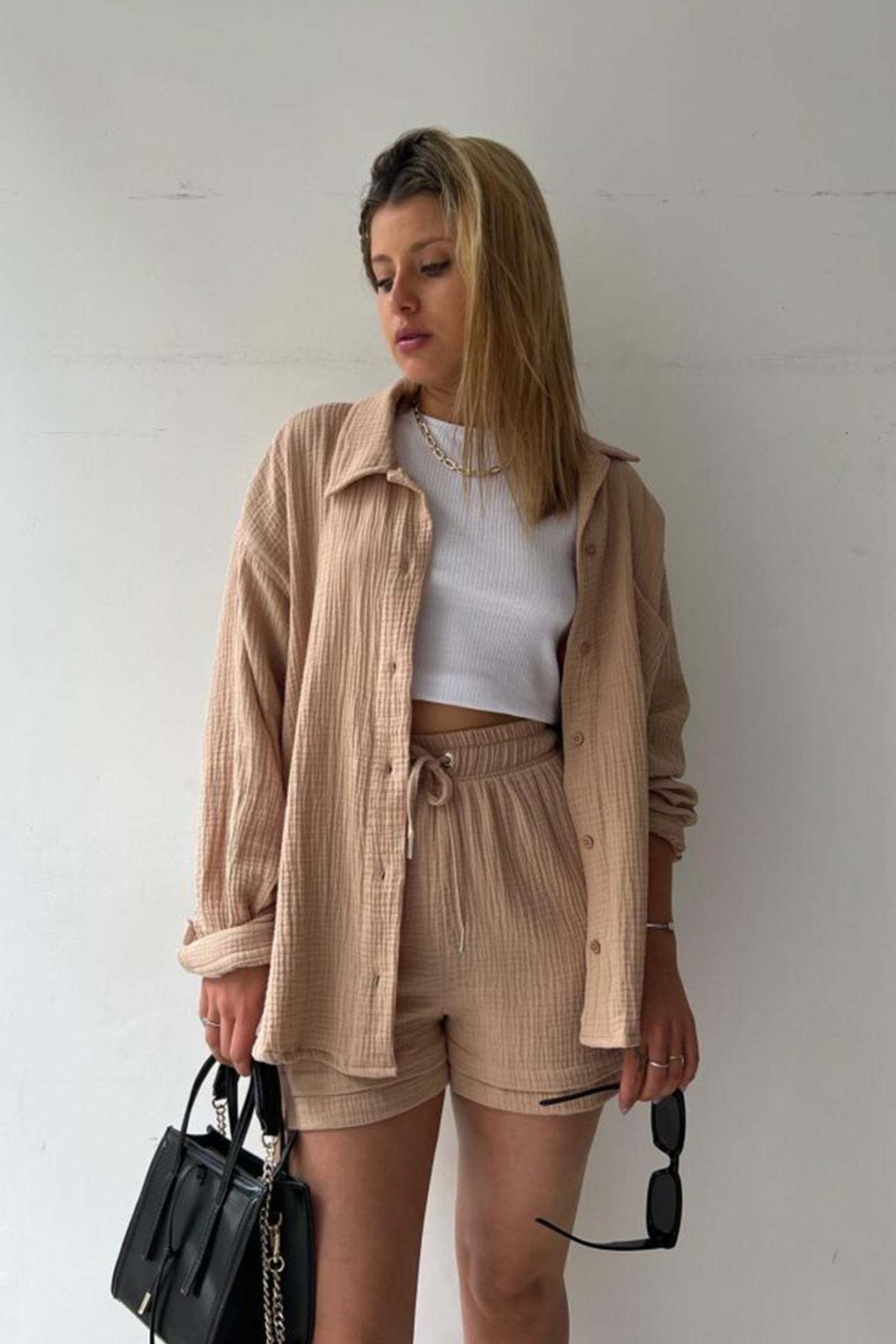 Beige Bliss - Women’s Cotton Two-Piece Set