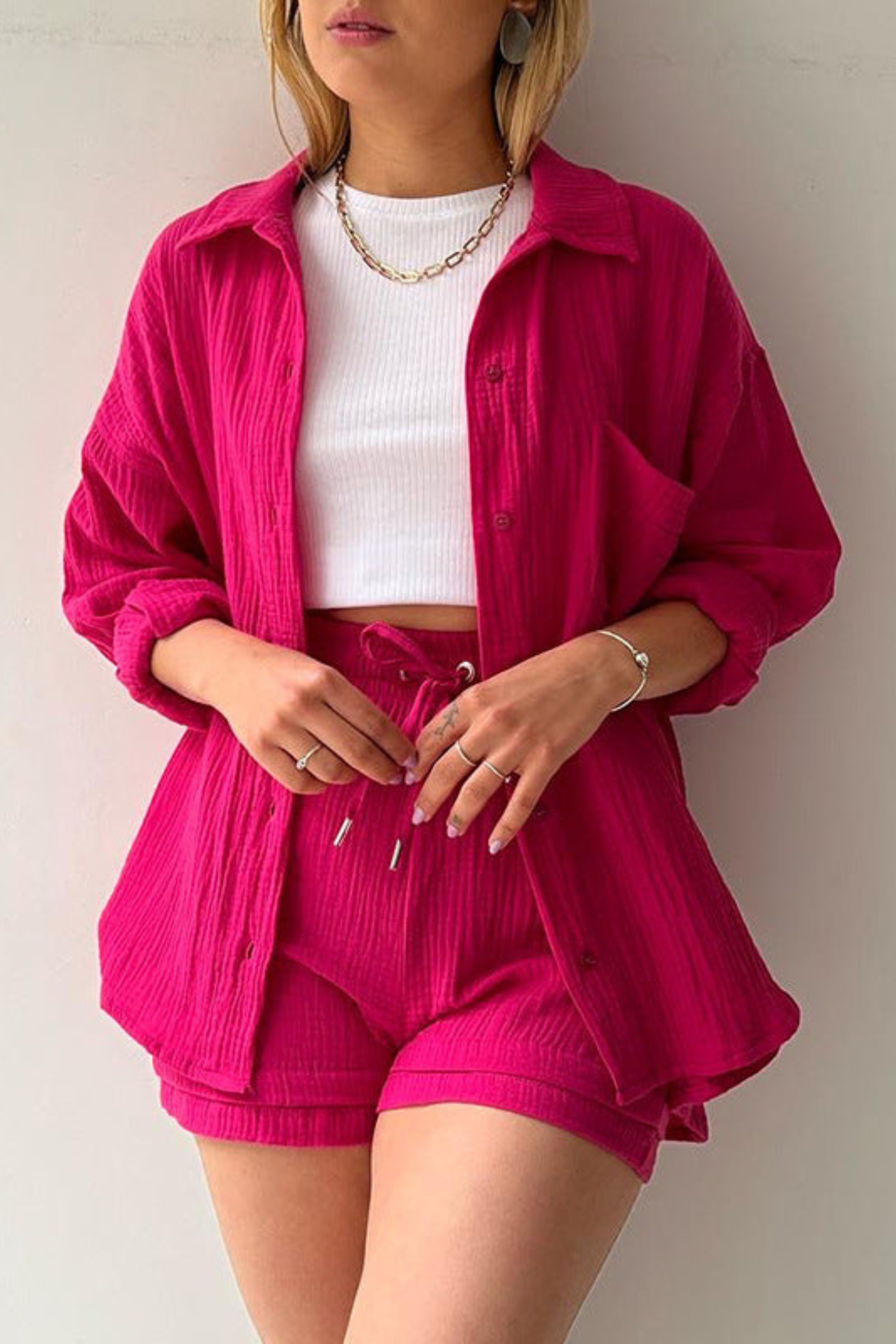 Casual Charm - Women’s Cotton Two-Piece Set