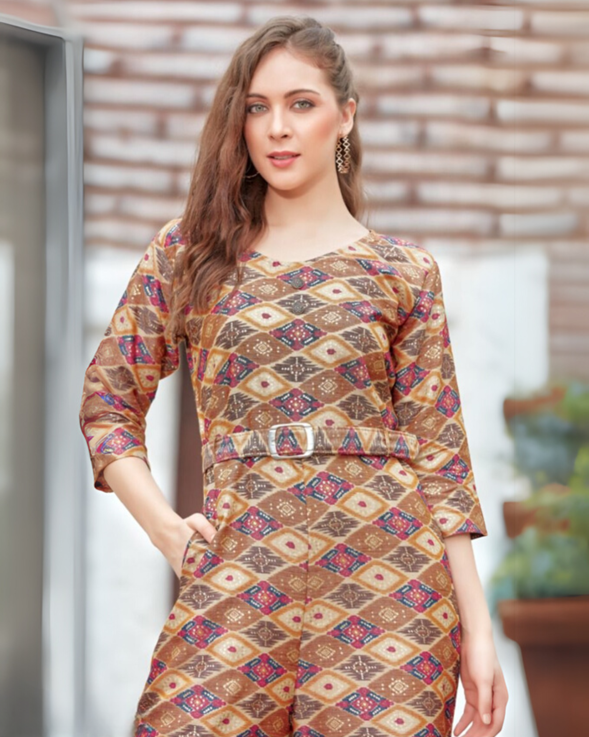 Joy Suit - Geometric Rayon Foil Jumpsuit