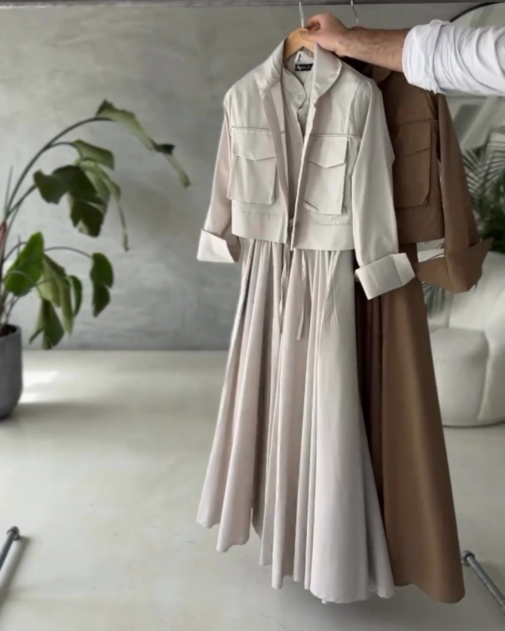 Harper - Utility Chic Maxi Set (Beige)