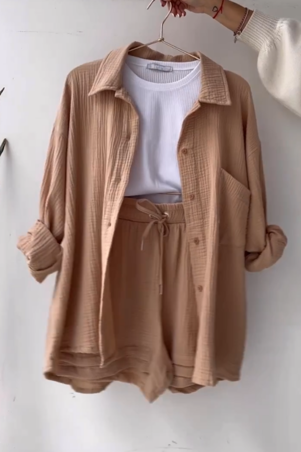 Beige Bliss - Women’s Cotton Two-Piece Set