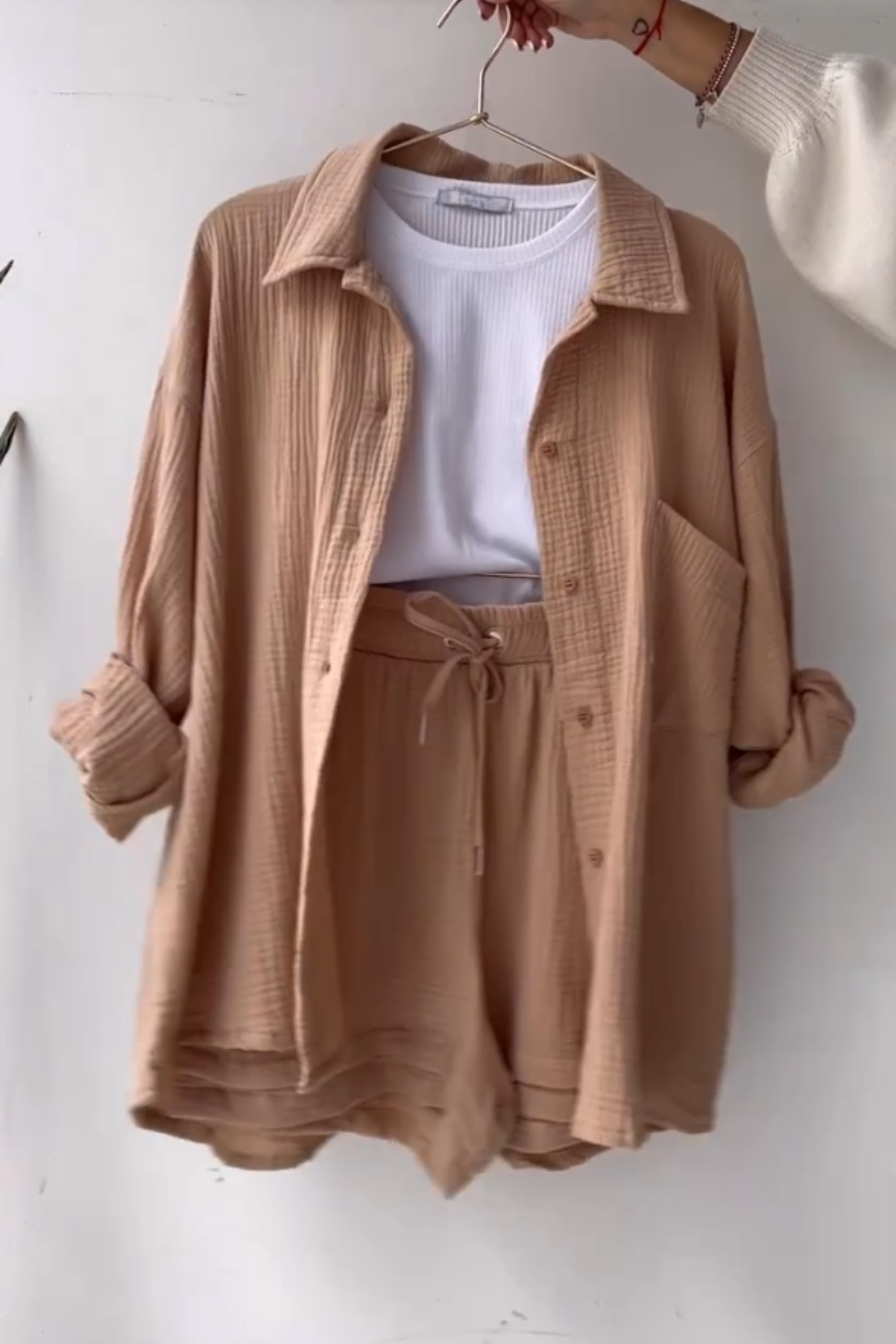 Beige Bliss - Women’s Cotton Two-Piece Set