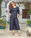 Joy Suit - Navy Floral Rayon Foil Jumpsuit