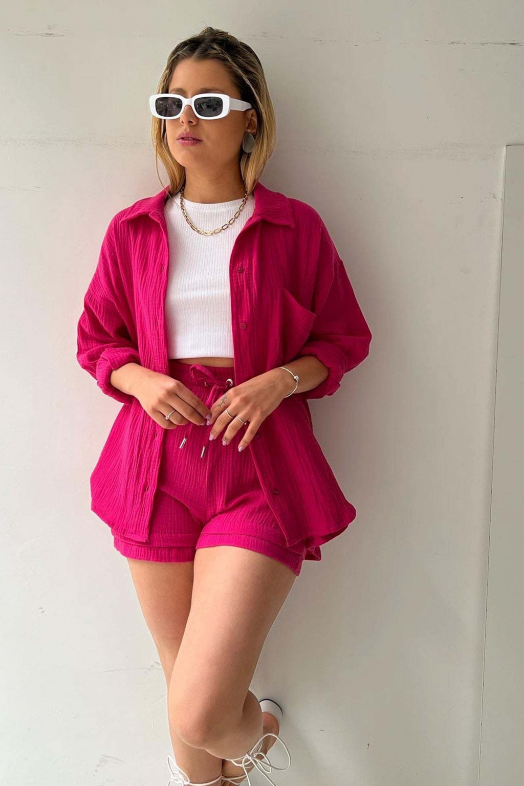 Casual Charm - Women’s Cotton Two-Piece Set