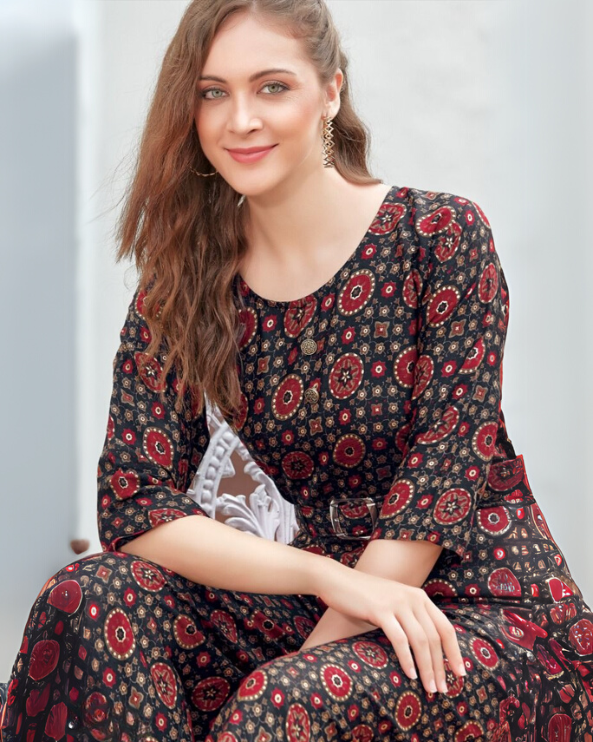 Joy Suit - Black Medallion Rayon Foil Jumpsuit